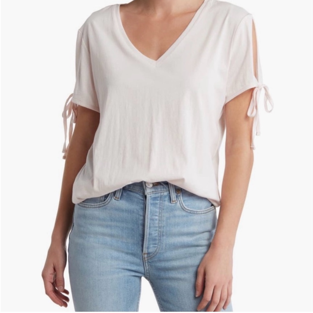 All Saints Kay Tie Sleeve V-Neck Tee